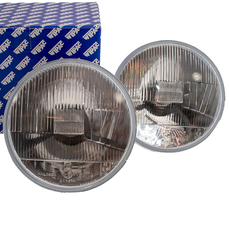 7" Halogen Headlamps - LHD - Pair - With Bulbs