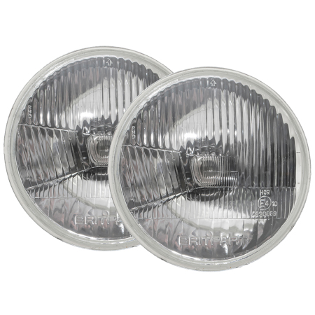 7" Halogen Headlamps - RHD - Pair - With  Bulbs